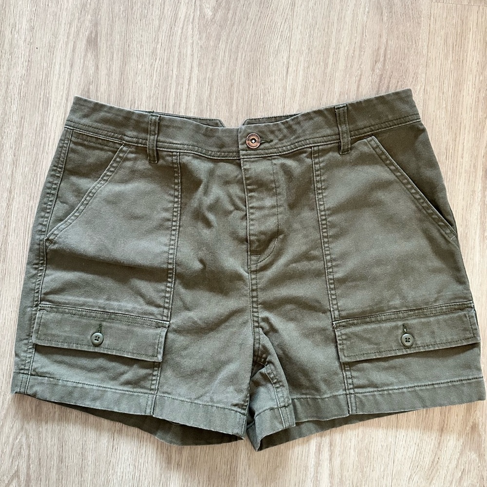 REI Cooperative Trailsmith Shorts Womens 14 Canvas Cargo Stretch Hiking Outdoors